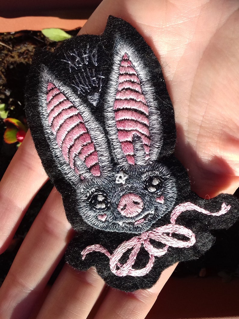 Think Dark Baby Bat Hand Embroidered Patch  Gifts for image 5