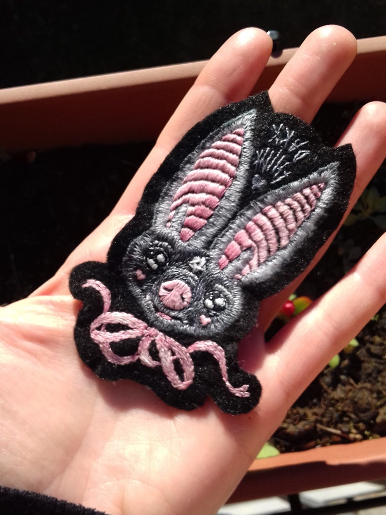 Think Dark Baby Bat Hand Embroidered Patch  Gifts for image 2