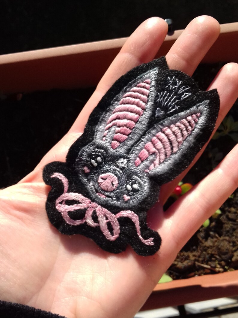 Think Dark Baby Bat Hand Embroidered Patch  Gifts for image 2