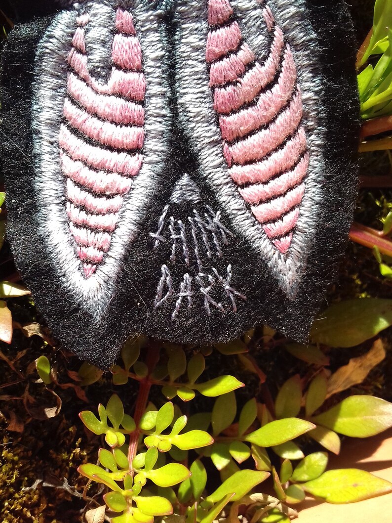 Think Dark Baby Bat Hand Embroidered Patch  Gifts for image 7