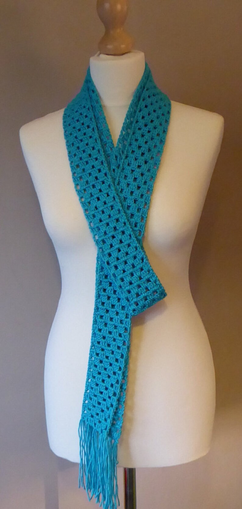 Long length Skinny Granny Scarf in Various Colours | Etsy