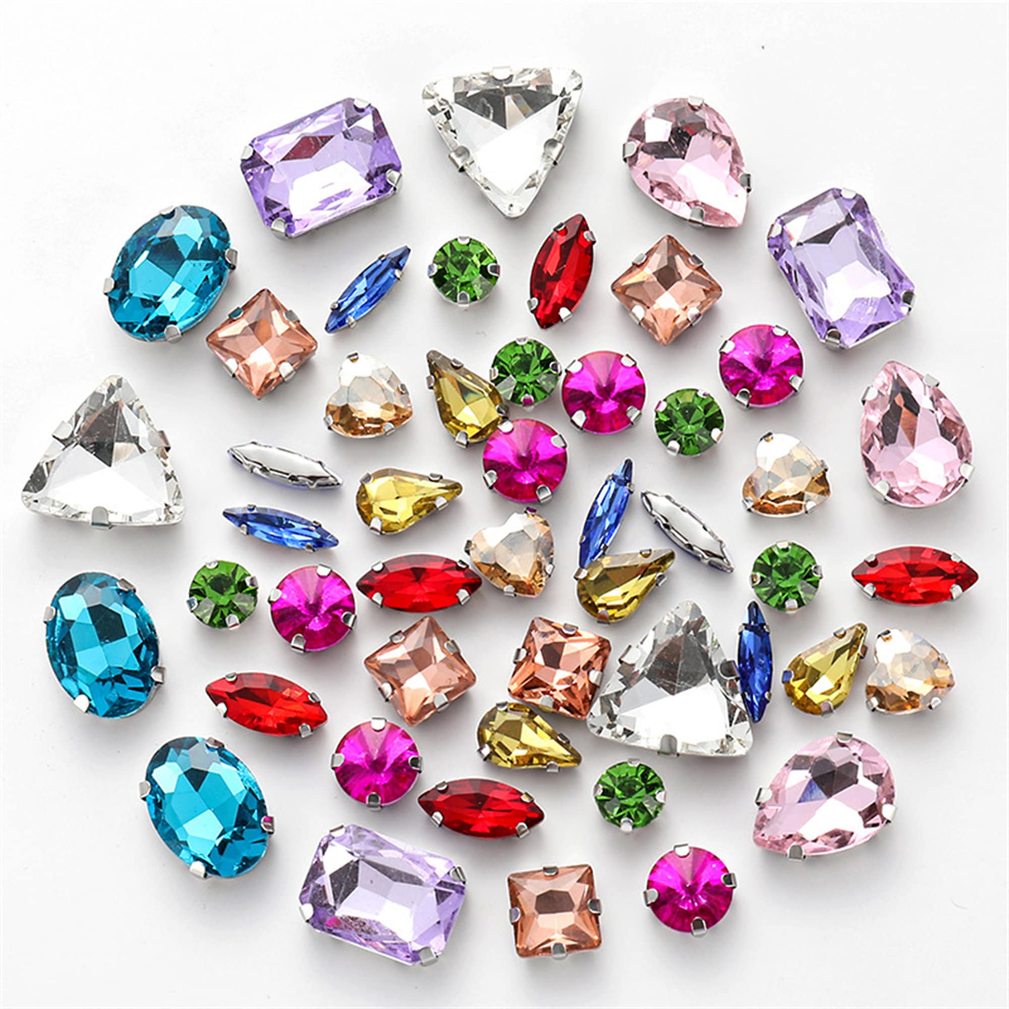 50pcs Glitter Glass Rhinestones Mixed Shape Crystal Buckles - Etsy