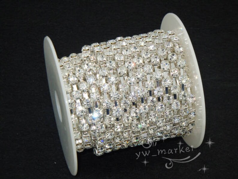SS28 6mm Crystal Clear Rhinestone Chain Trim Silver 10 Yard Etsy