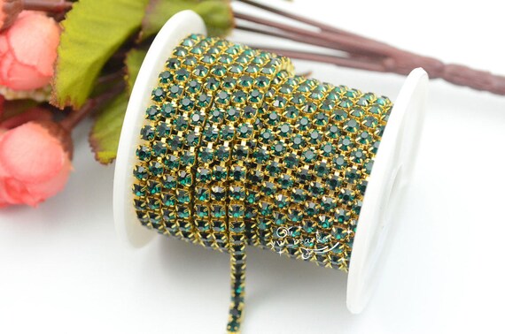 SS16 Strass chaîne étroite bordures x en couleur 11 x bordures 6 m vert profond 3154c2 SS16 Strass chaîne étroite bordures x en couleur 11 x bordures 6 m vert profond 3154c2