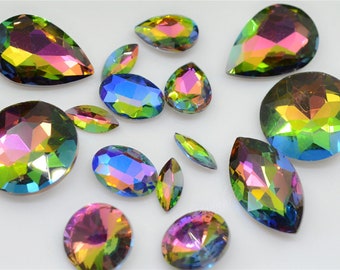 Vitrail Glass Rhinestones: Teardrop, Oval, Navette Fancy Stones