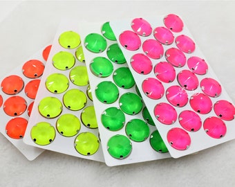 Neon Color Rivoli Glass Rhinestones Faceted Stone With Strong Setting Sew On
