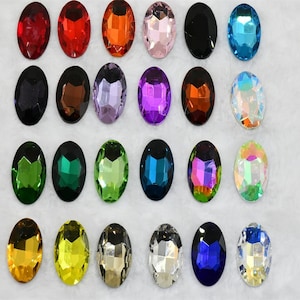Cristalli di vetro ovali Pointback r Pietre Strass Gioielli Creazione di costumi e abiti fai da te 13 x 18 mm 20 x 30 mm 10 x 14 mm