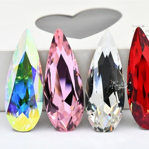 k9 50mm x20mm glass pointback Rhinestone Long TearDrop jewels