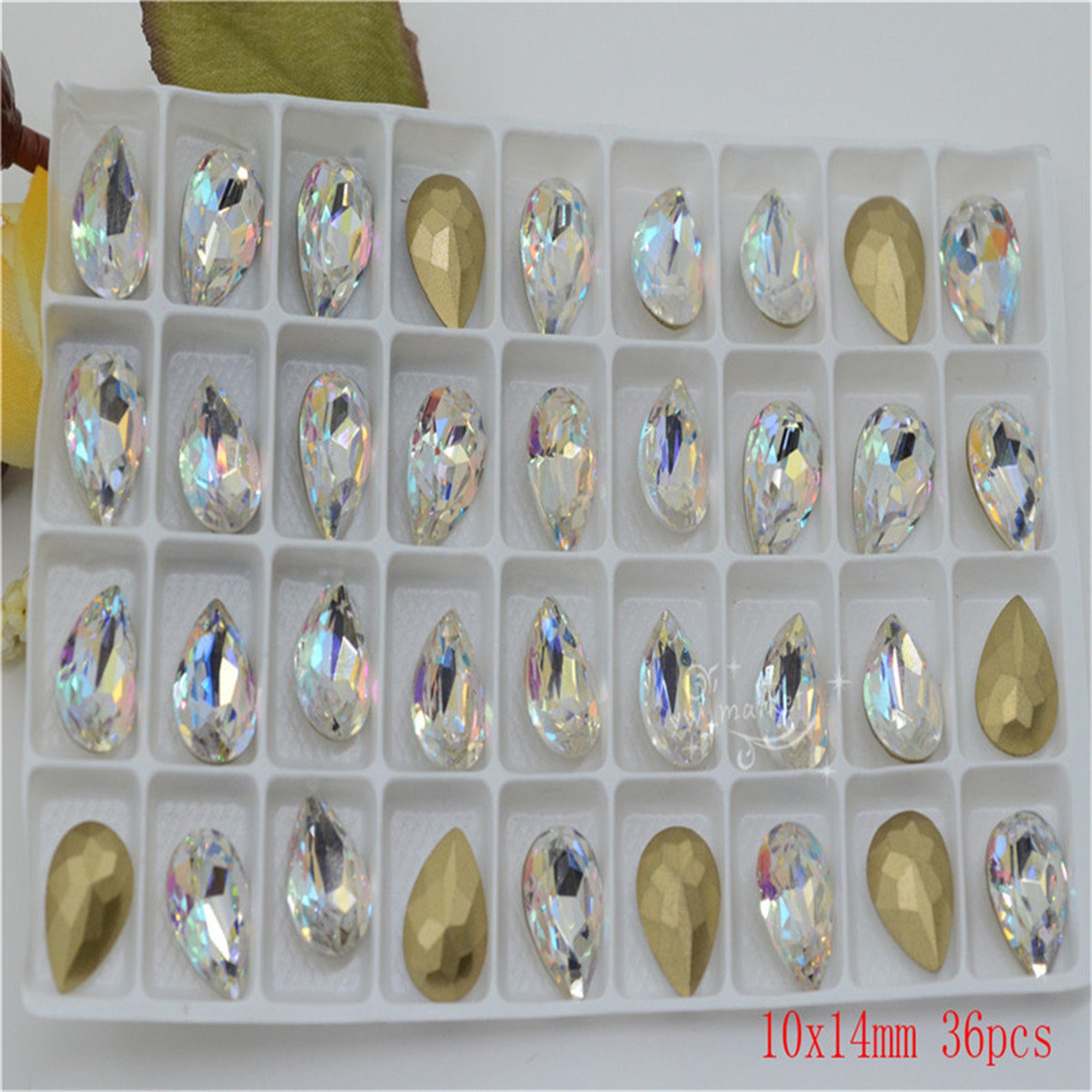 High quality K9 Crystal Clear AB Teardrop Faceted Glass Etsy