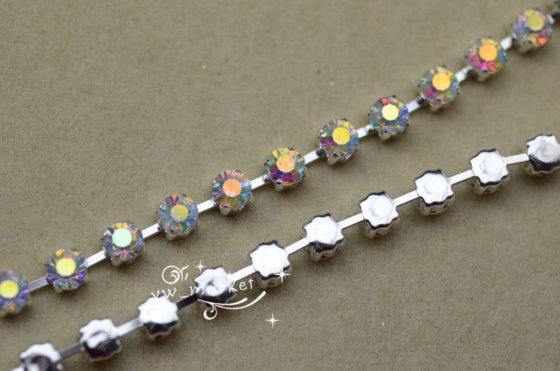 SS38 Handmade Color Rhinestone Chain Trims X 1 Yard Etsy