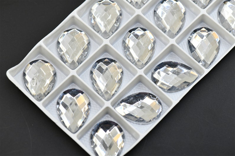 Acrylic Drop Rhinestones Flatback Clear Crystal Stone Glue on Crystals ...