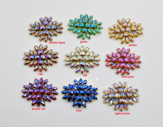 K9049 1 pcs Costume Wedding Dress Rhinestone Applique Color Crystal Sewing On