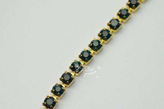 SS16 Strass chaîne étroite bordures x en couleur 11 x bordures 6 m vert profond 3154c2 SS16 Strass chaîne étroite bordures x en couleur 11 x bordures 6 m vert profond 3154c2