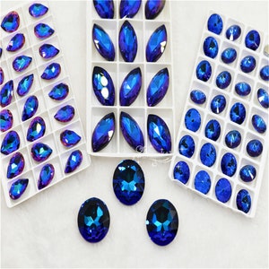 K9 Blue light glass crystals Rhinestones Decoration Pointback Shiny beads Jewelry Making Rivoli Teardrop Navette strass stones