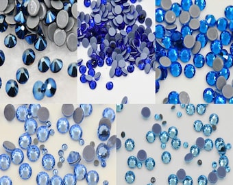 Blue Hotfix Rhinestones: Flatback Crystal Round Stones for DIY Crafts