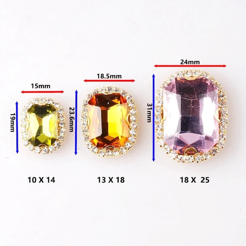 Rectangle Jems Rectangle Glass Rhinestone Crystal: Sew on DIY Embellishment - Etsy