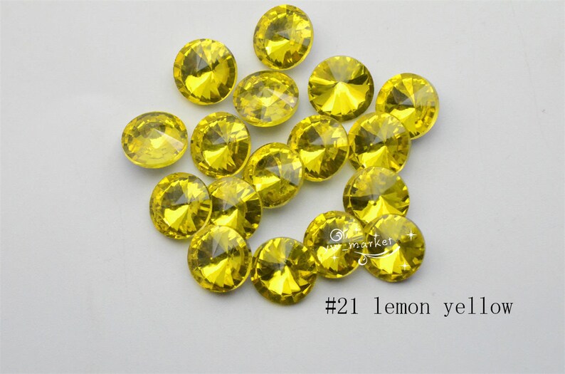 12mm 14mm 16mm 18mm Rivoli Crystal Round Glass Rhinestone Fancy Stones ...