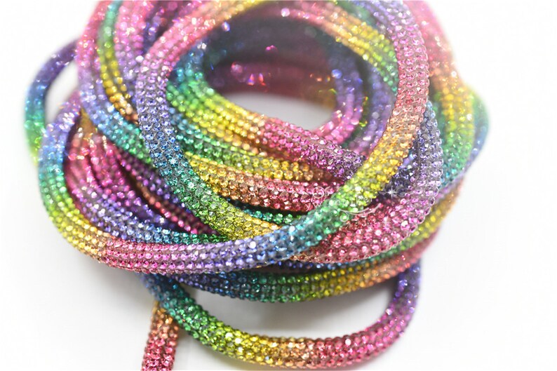 Color Crystal rhinestone Shiny Glitter Rope chain Bridal Etsy