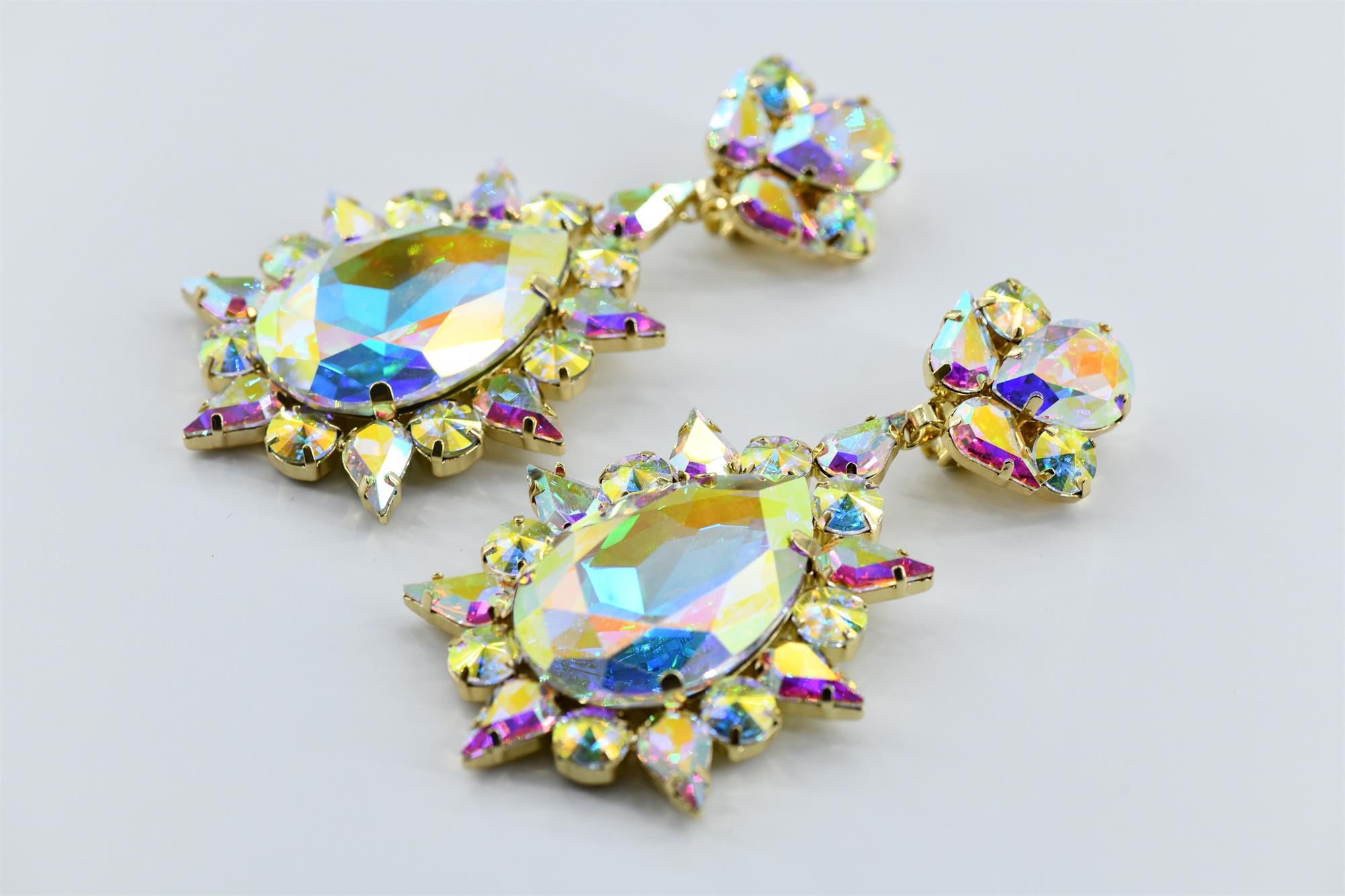 Boho Gold Tone Chandelier Earrings – 9.5cm Long, Tiered Mirror Disc Design, Shiny Retro Statement Earrings 4 thumbnail image