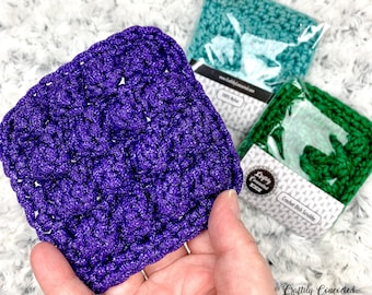 Nylon Crocheted Dish Scrubby | Crocheted Reusable Nylon Dish Scrub Pads | Crochet Cleaning Pad | Kitchen Scouring Pad | Dish Scrubbies