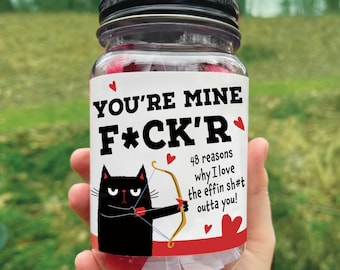 Divertido frasco con 48 mensajes de "Te amo" para aniversario, cumpleaños o San Valentín. Idea de regalo única para él o ella, esposa, esposo o pareja.