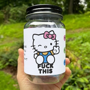 Lustiges Hello Kitty Affirmationsglas—Gefüllt mit Stressabbau-Zitaten—60 Bad Ass Self-Care Positive Reminders—Little Kitty
