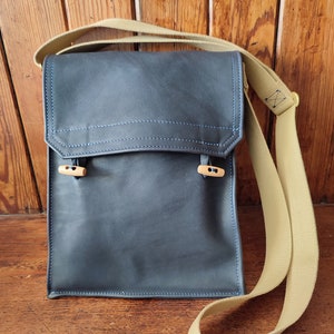 The Dispatch A4 Portrait Messenger Bag in Eco Leather with Adjustable Cotton Strap. Choose colours. Custom Orders taken. Handmade for you. image 9