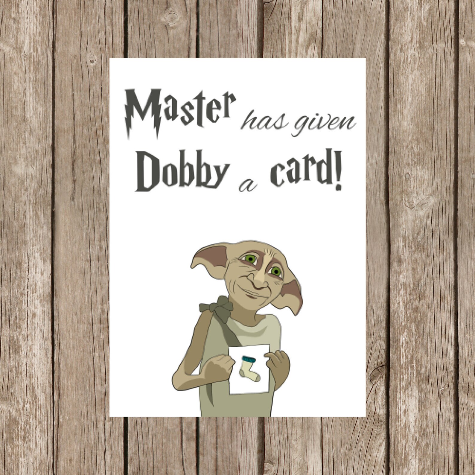 Dobby printable birthday card Harry Master has given Dobby a Etsy