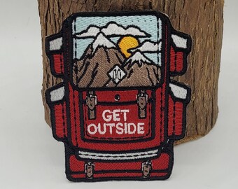 GET OUTSIDE Embroidered Patch - Sew-On Patch or Iron-On Patch