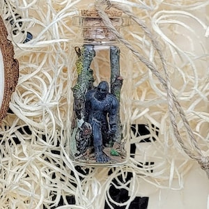 Bigfoot Ornament in Corked Bottle - Cryptid Fan Gift