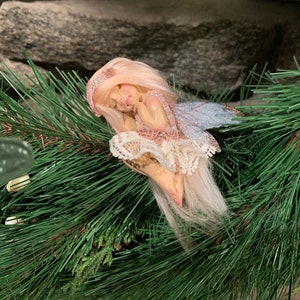 Peach The Tiny Sleeping Fairy, OOAK Fairy Sculpture, Fairy Lover Gift