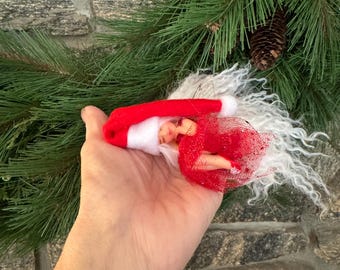 Tiny Sleeping Christmas Fairy, Collectible Fairy, Fairy Doll, Art Doll, Fairy Gift, Gift for Her