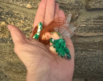Lucky Clover, OOAK fairy, Sleeping fairy, Collectible fairy, Lifelike fairy, Ready to ship