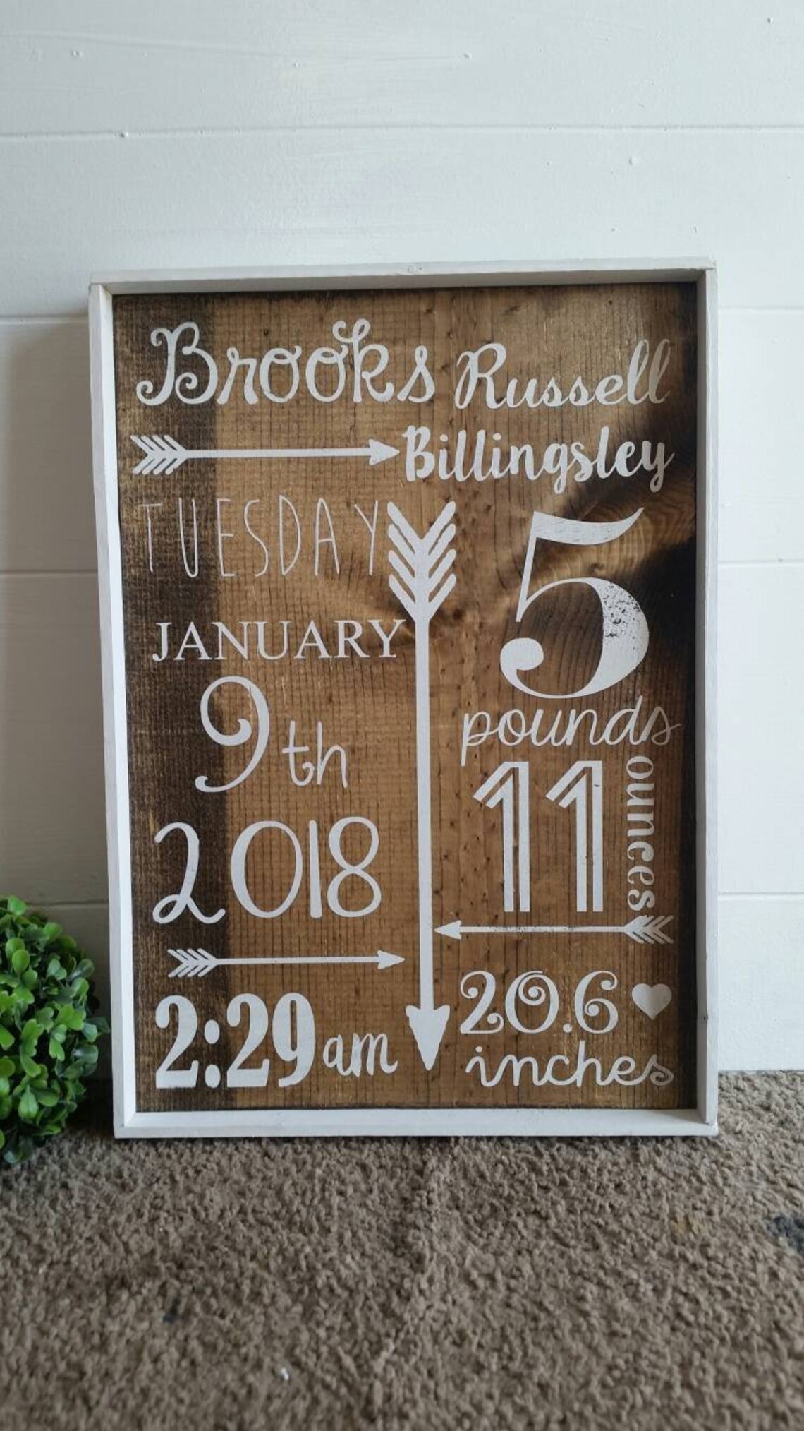 Birth Announcement Sign Framedbaby Shower Gift Etsy