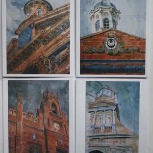 Pack de 4 tarjetas de felicitación en blanco de Cambridge, Inglaterra
