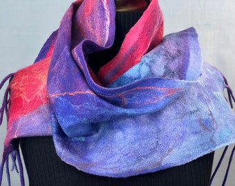 Handmade Nuno Felt Scarf: Lightweight Merino Wool & Silk Wrap