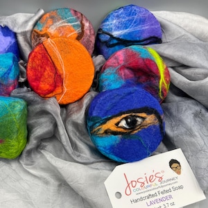Scented Felted Soap Bar: Merino Wool & Shea Butter Exfoliating Washcloth with soap