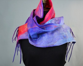 Nuno felted scarf in silk/merino wool, super lightweight