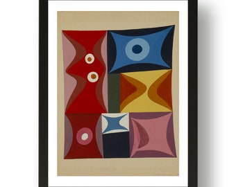 Elementary Forms in a Vertical-Horizontal Composition, 1917 by Sophie Taeuber-Arp,  vintage abstract art, framed reproduction