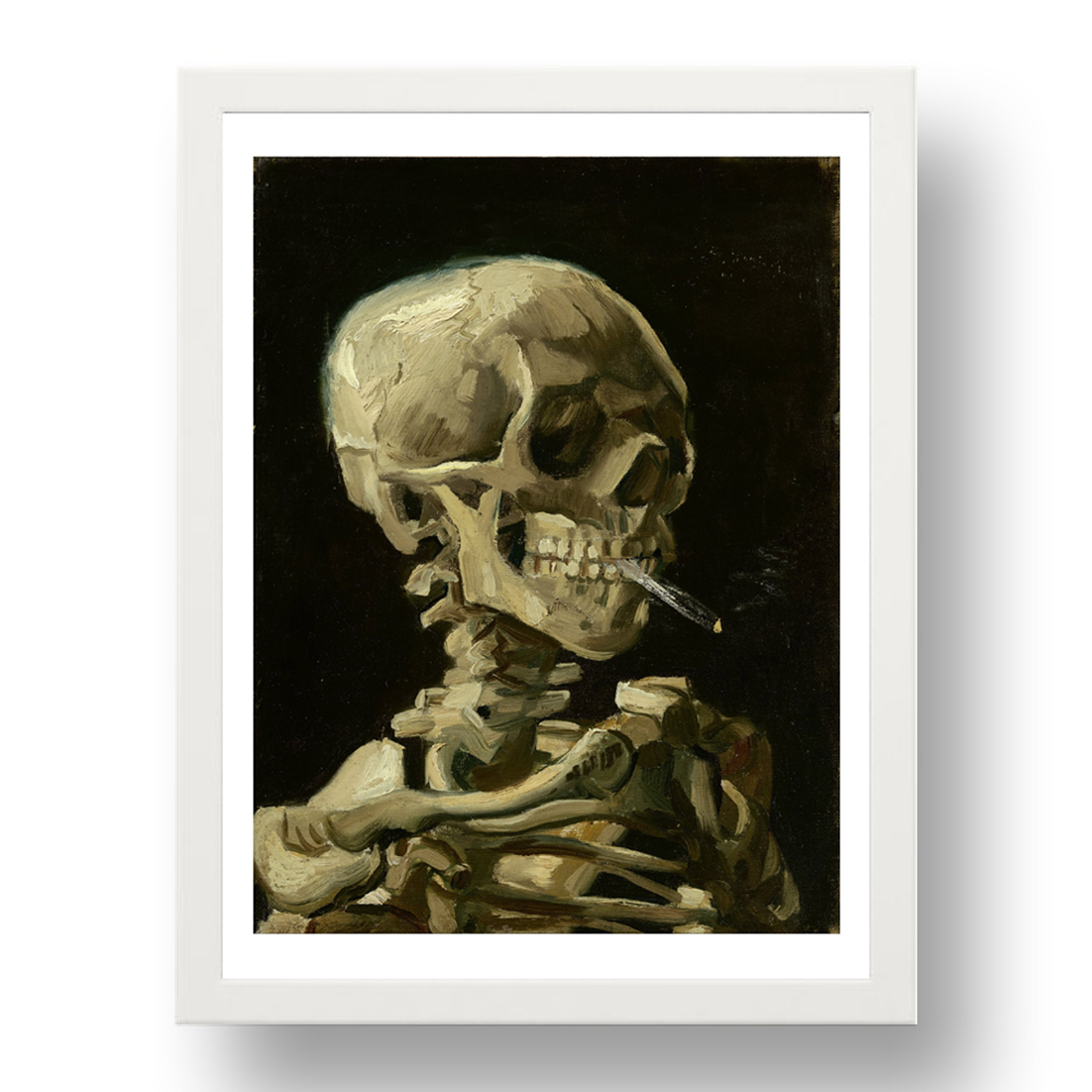 Vincent Van Gogh: Skull of A Skeleton With Burning Cigarette [1886],  Vintage Artwork, Framed Poster