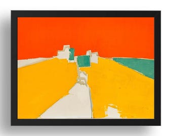 Agrigente  (Sicily, Italy), 1953 – Abstract Landscape- Seascape by Nicolas de Staël (Framed Print)