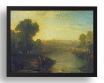 View of Richmond Hill and Bridge (1808) by John Mallord William Turner, RA, vintage British landscape, reproduction in frame