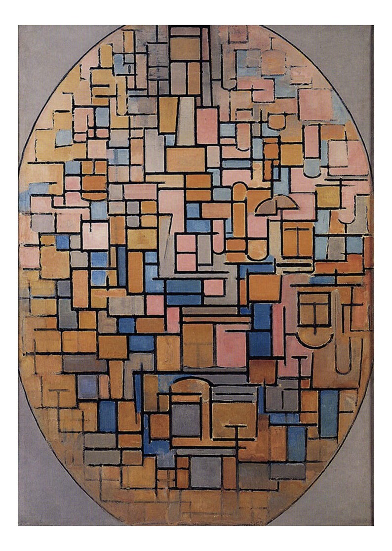 Tableau III Composition in Oval 1914 by Piet Mondrian | Etsy