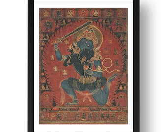 Acala with Consort Vishvavajri Kathmandu Nepal c1550, vintage Buddhist art, framed reproduction