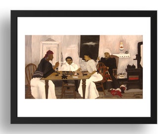 Dominos (1943) by Horace Pippin, vintage African American art,  reproduction framed print