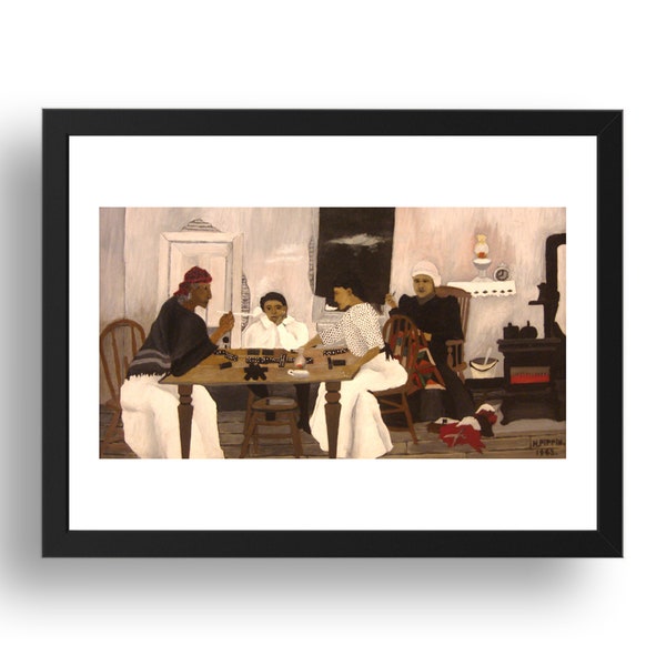 Dominos (1943) by Horace Pippin, vintage African American art,  reproduction framed print