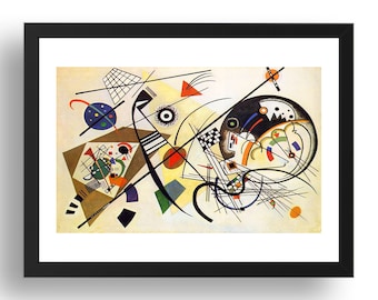 Transverse Line, 1923 by Vassily Kandinsky, vintage abstract art,  French Russian Bauhaus artist, framed reproduction