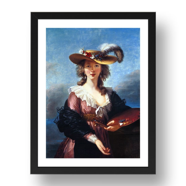 Autoportrait au chapeau de paille c1782 par Elisabeth Louise Vigée-Lebrun, oeuvre française vintage, reproduction encadrée