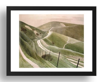 Chalk Paths, 1935  by Eric Ravilious, vintage Sussex Downs English landscape, framed reproduction A0/A1/A2/A3/A4/A5 sizes