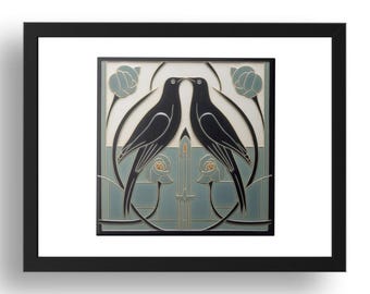 Black Birds Design by Charles Rennie Mackintosh , beautiful print